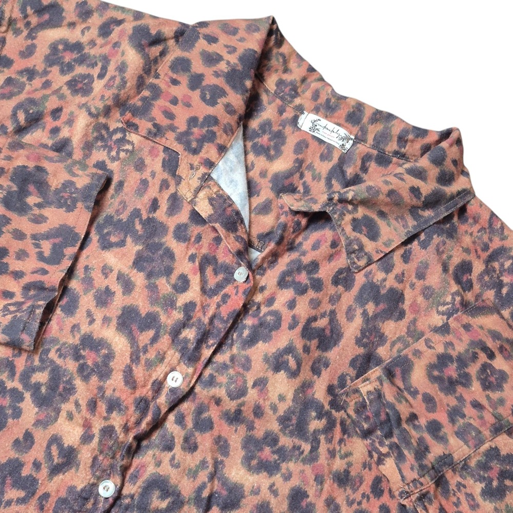 Free People Intimately Women's Small Oversized Leopard‎ Print Button Up Top